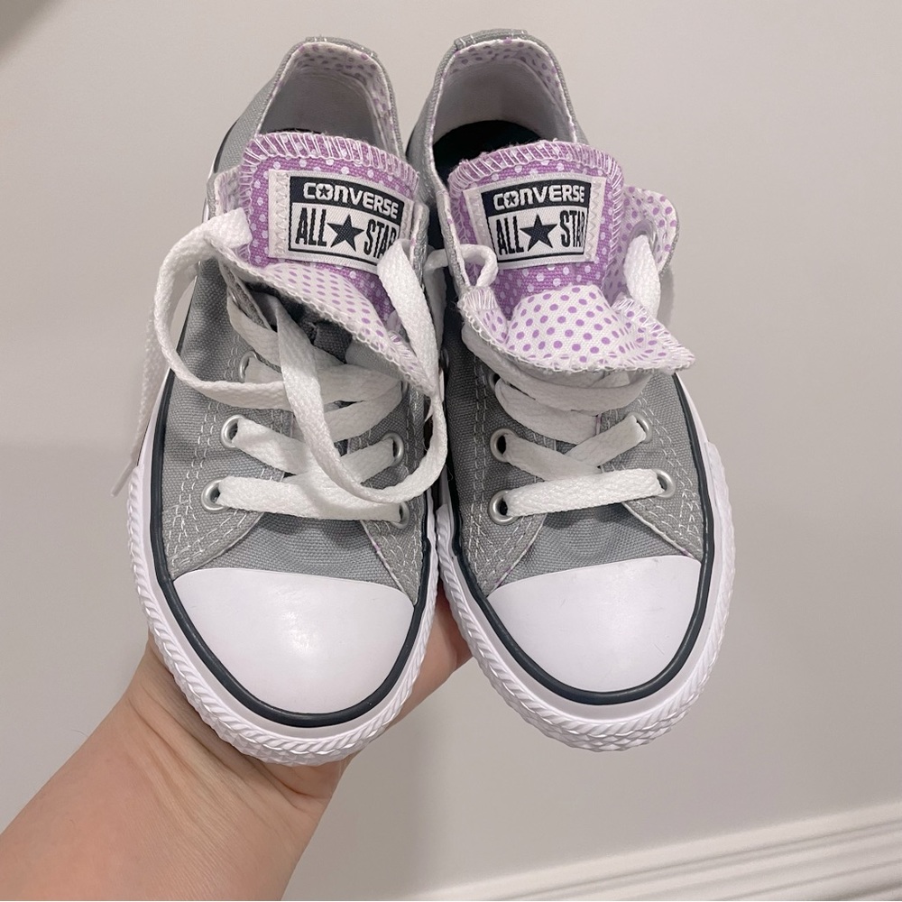Converse Toddler Shoes Size 11 All Star Double Tongue Low Sneakers 656869F Gray